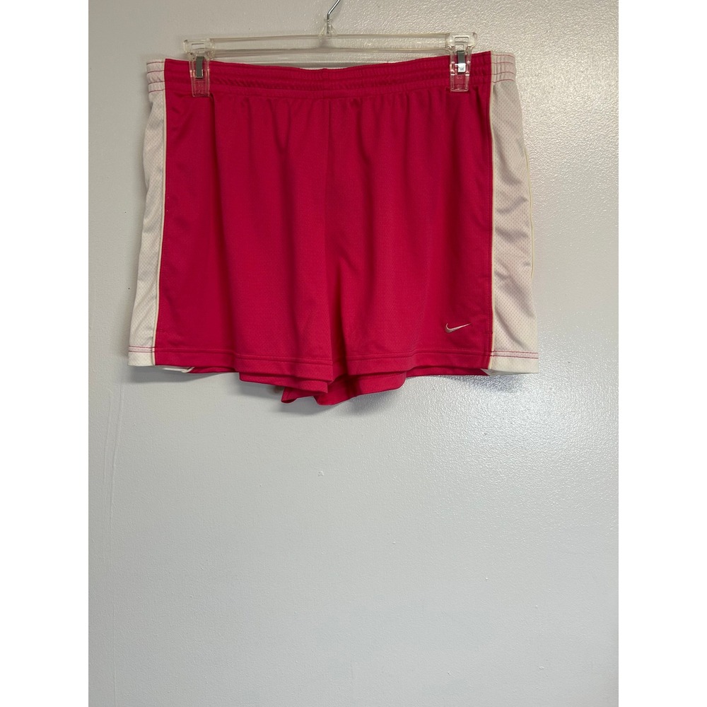 Nike Women Mesh Athletic Shorts Pink White Swoosh Soccer Football Gym Summer NWT